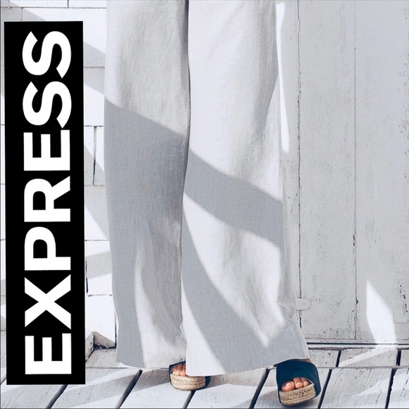Express Pants - ✅SOLD✅NEW Express Wide Leg White Linen Blend Pants